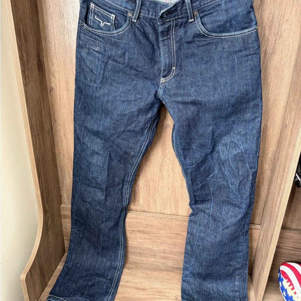 Kimes Ranch 33x34 Dark Blue Denim Jeans with Red Stitching - Picture 6 of 7